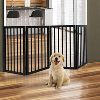 PaWz 4 Panels Wooden Pet Gate Dog Fence Black 600x 3MM