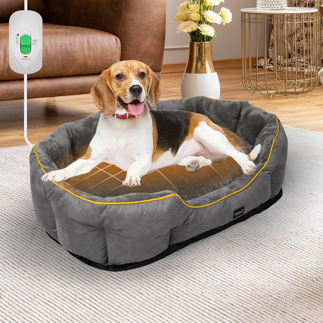 PaWz Electric Pet Heater Bed Heated L Grey Large