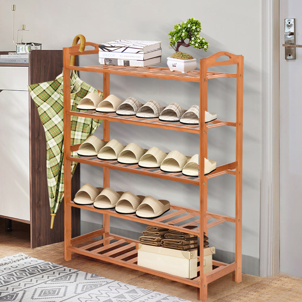 Levede 2x Bamboo Shoe Rack Shoes Organizer