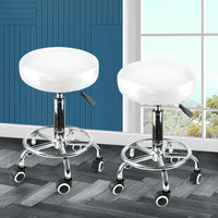 2x Levede Swivel Salon Barstool Hairdressing White