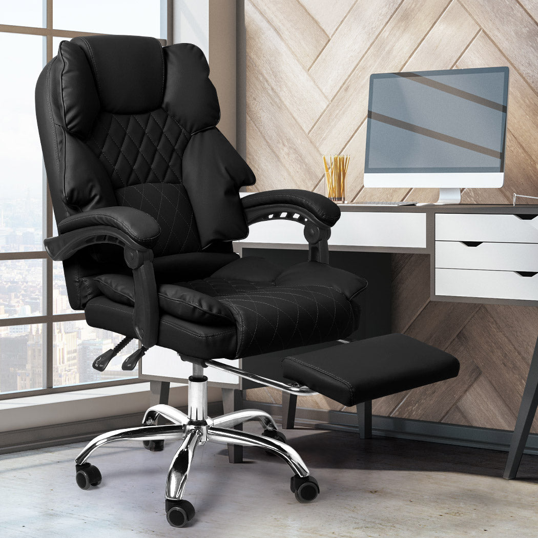 Levede Gaming Chair Office Computer Black Footrest