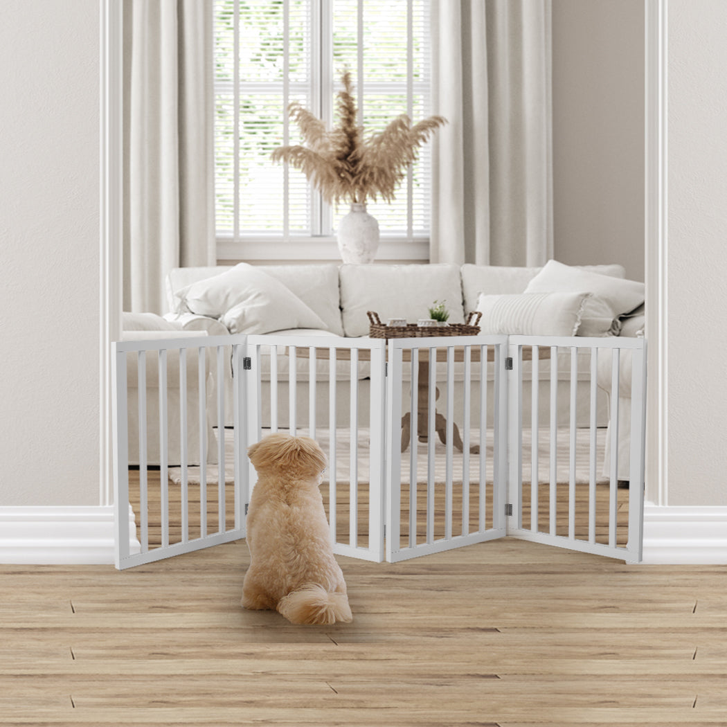 Wooden Pet Gate Dog Fence Retractable White 600x 3MM