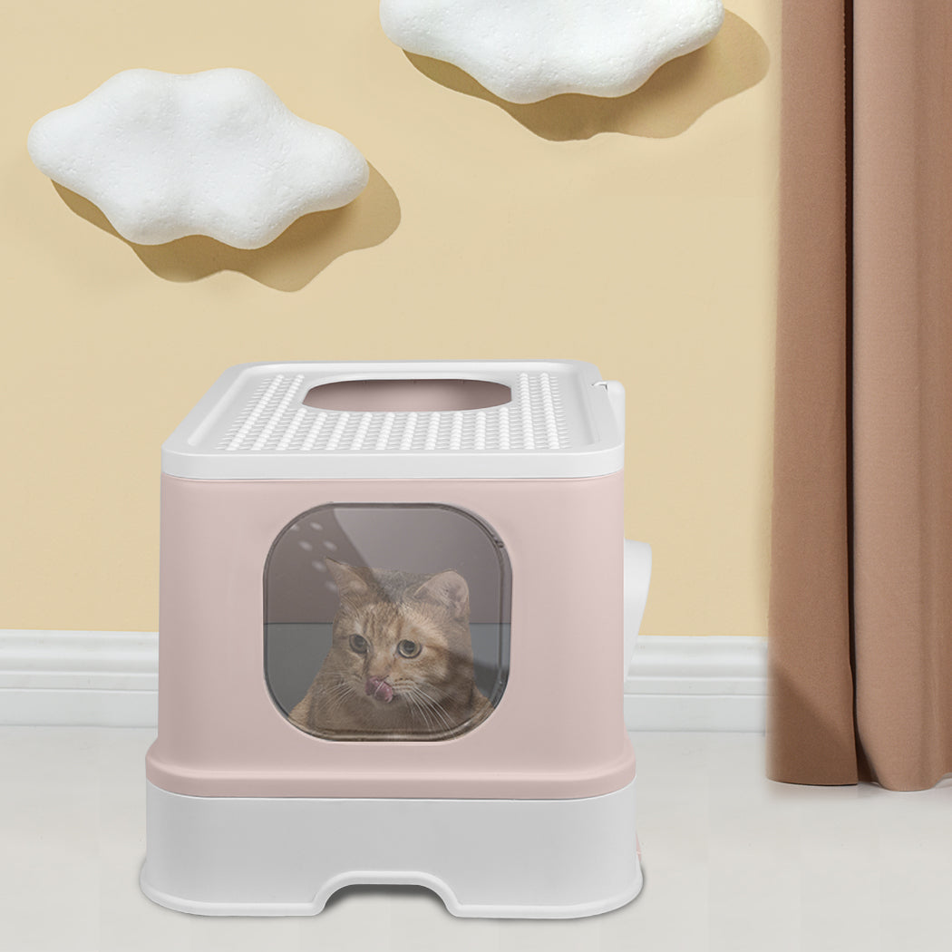 PaWz Cat Litter Box Fully Enclosed Kitty Coffee