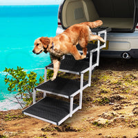 PaWz 5 Steps Dog Ramp Adjustable Height Black