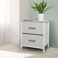 Levede Chest of 2 Drawers Bedside Table Beige