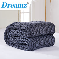 Dreamz Knitted Weighted Blanket Chunky Dark Grey Queen 9KG