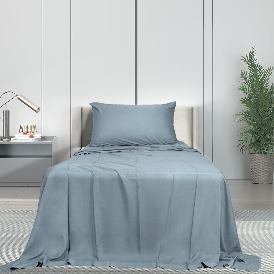 Dreamz 3pcs Sinigle Size 100% Bamboo Bed Sheet Set in Grey Colour Single