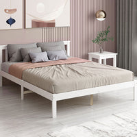 Levede Wooden Bed Frame Queen Full Size White