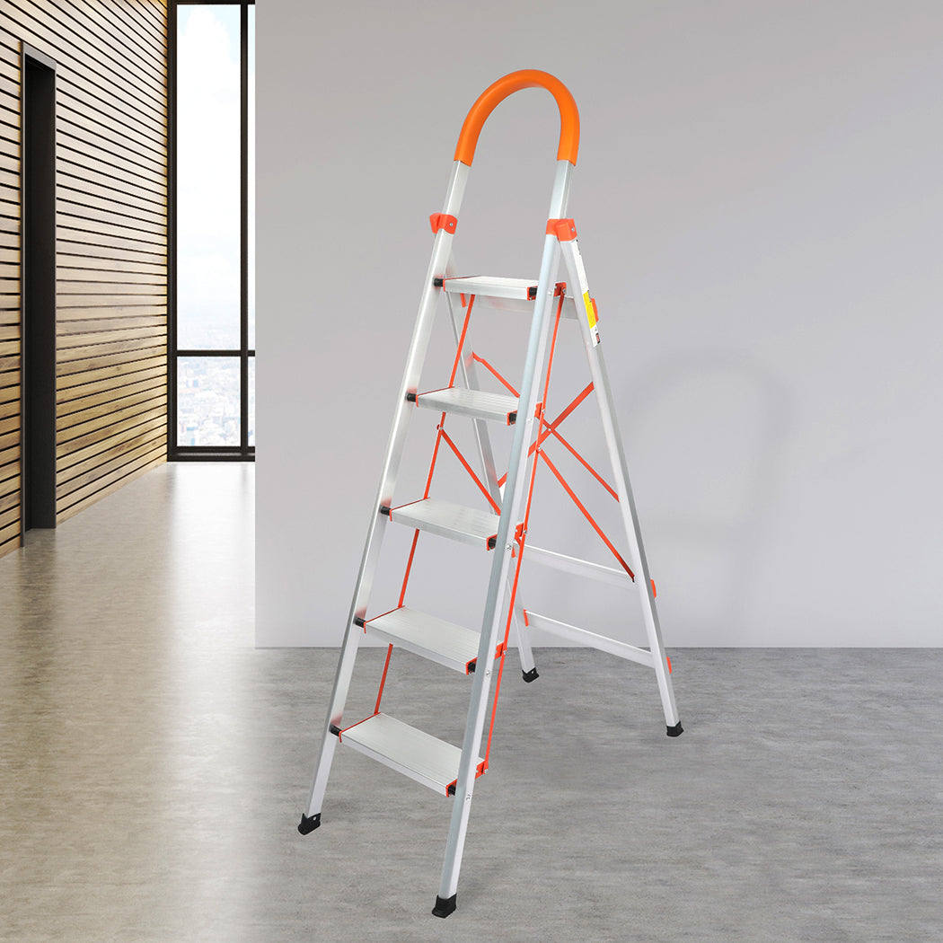 Traderight 5 Step Ladder Folding Aluminium