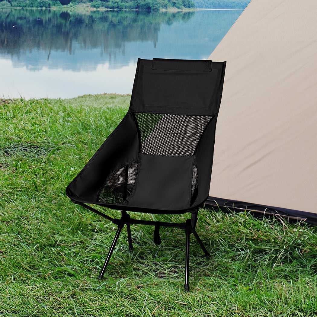 Levede Camping Chair Folding Outdoor Large Black