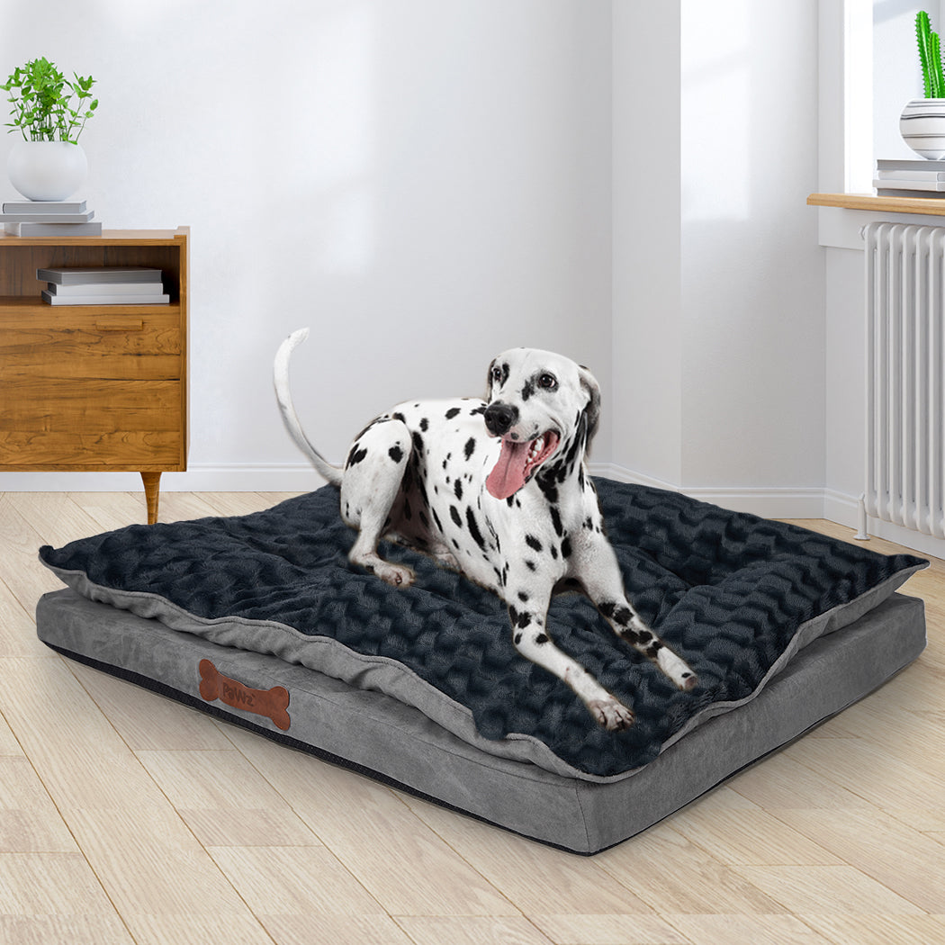 Dog Calming Bed Warm Soft Plush Comfy L Grey Large