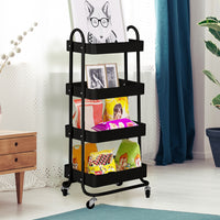 Levede 4 Tiers Kitchen Trolley Cart Black