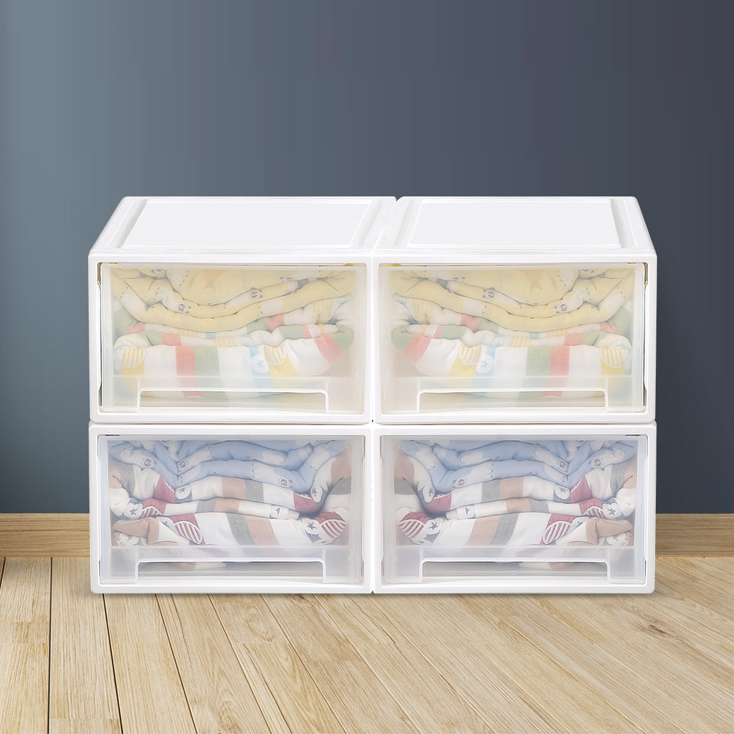 Storage Drawers Large Stackable Containers L 4PK