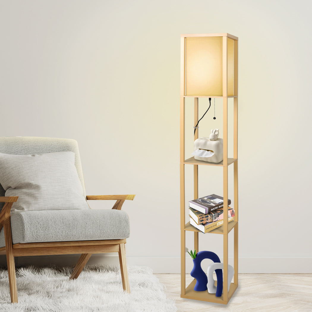 EMITTO Floor Lamp LED Storage Shelf Khaki