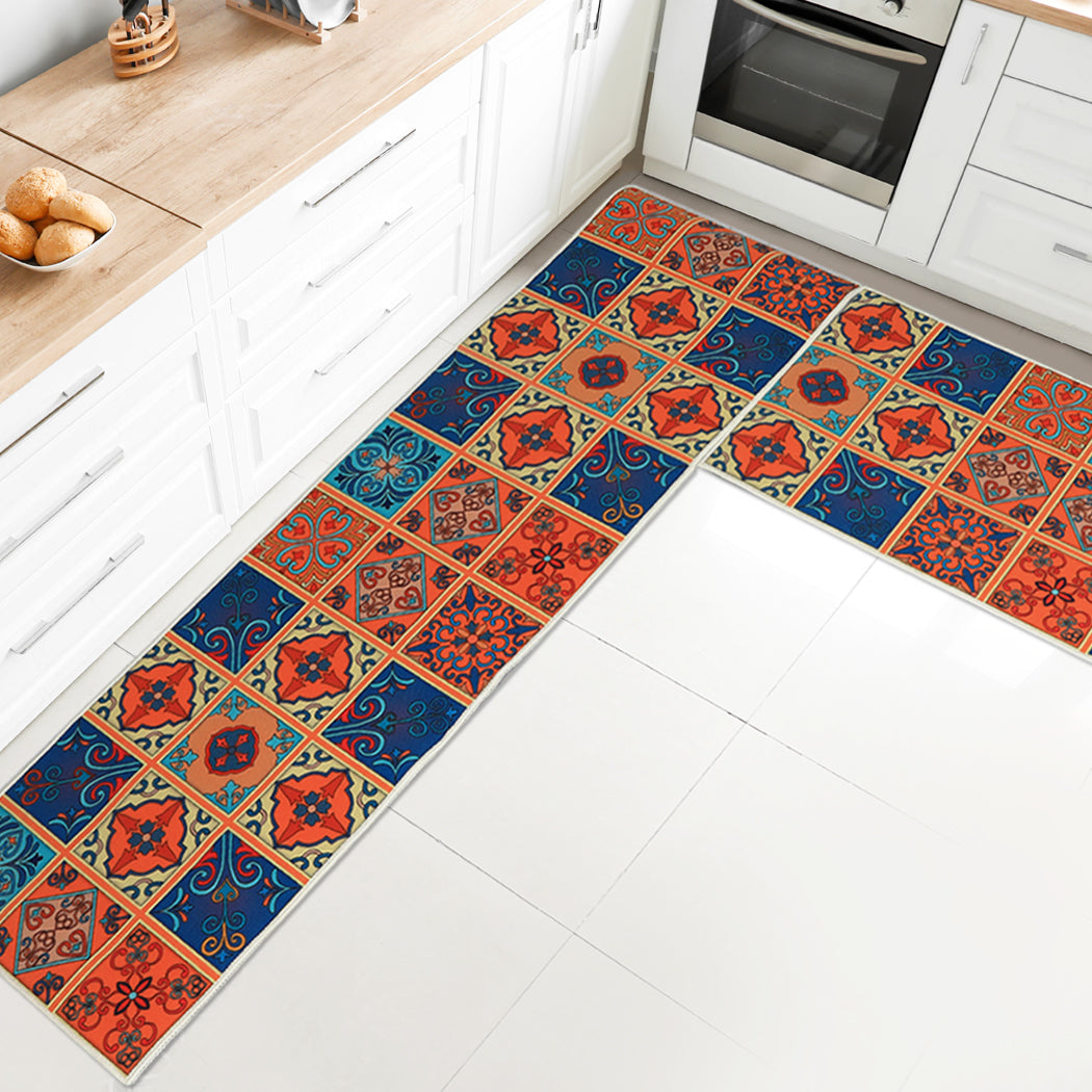 Marlow 2x Kitchen Mat Floor Rugs Area 45x150cm