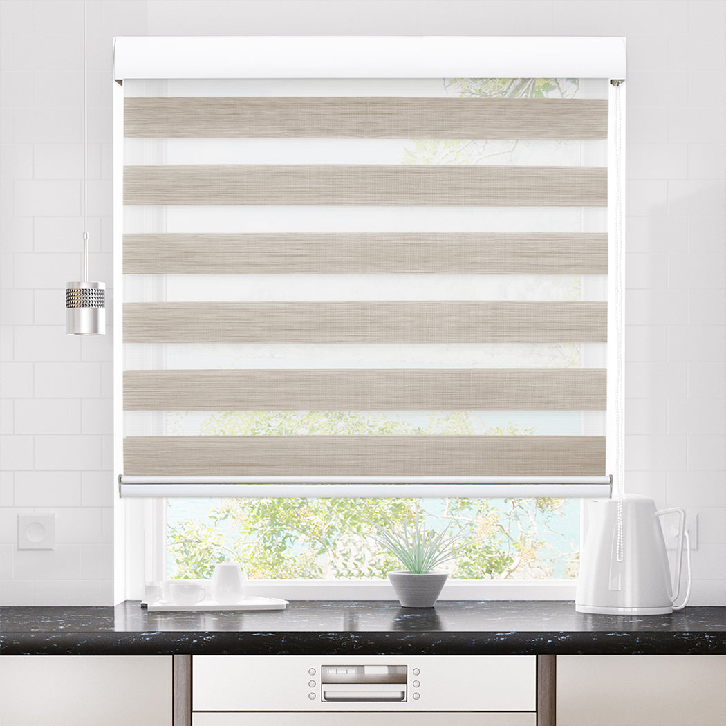 Marlow Blackout Zebra Roller Blind Curtains 90x210 Beige