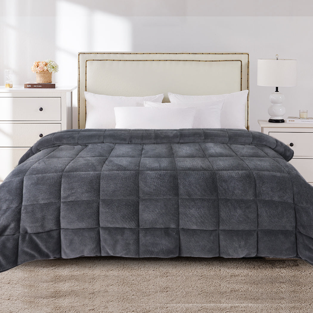 DreamZ Quilt Doona Comforter Blanket Grey Queen