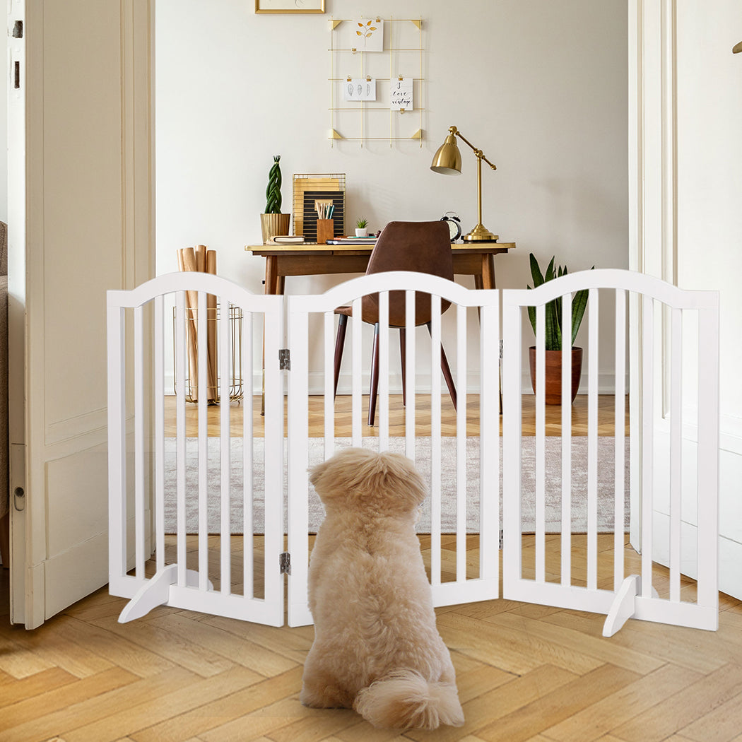 PaWz Wooden Pet Gate Dog Fence Safety White