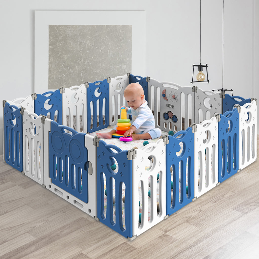 BoPeep Kids Baby Playpen Foldable Child Blue