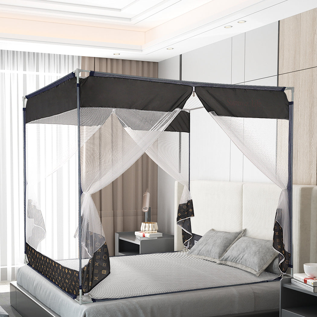 Dreamz Mosquito Bed Nets Foldable Canopy Square Grey