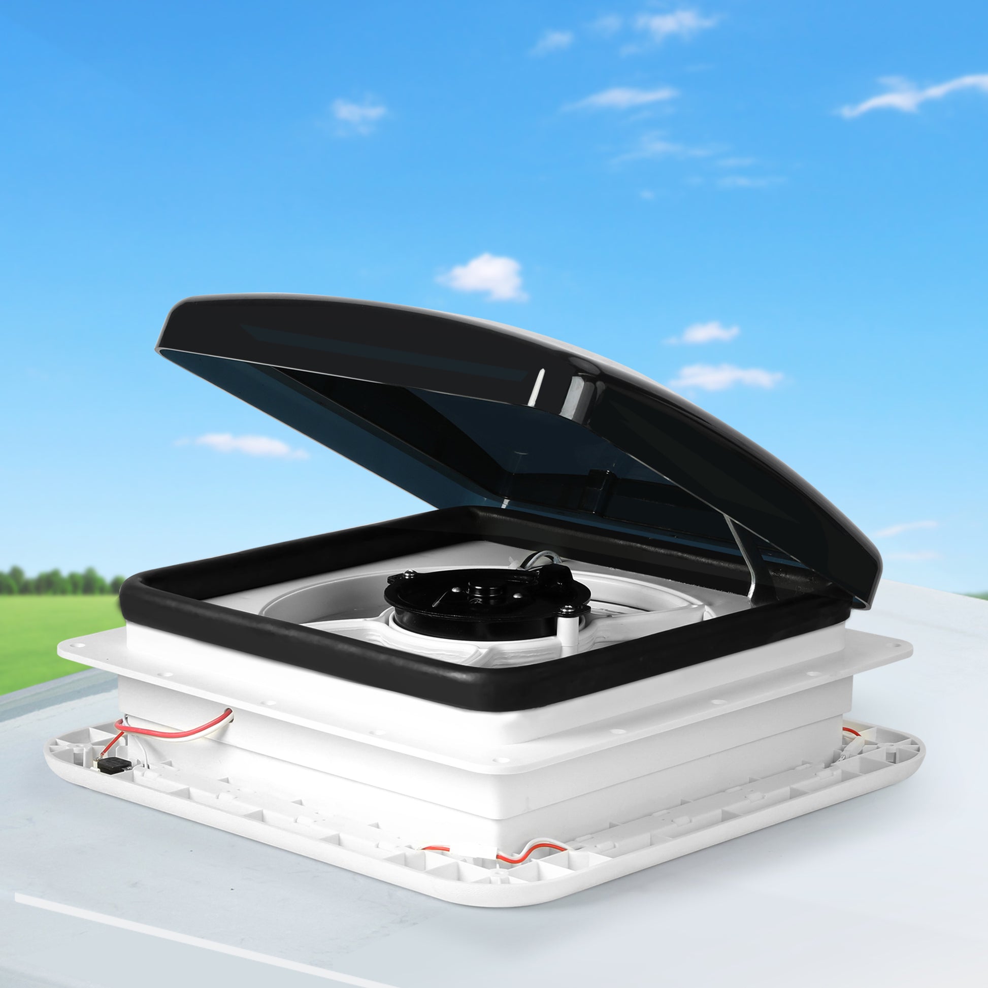 Manan Caravan Roof  Vent Hatch RV Shower Air Exhaust 12V Fan LED Light Trailer