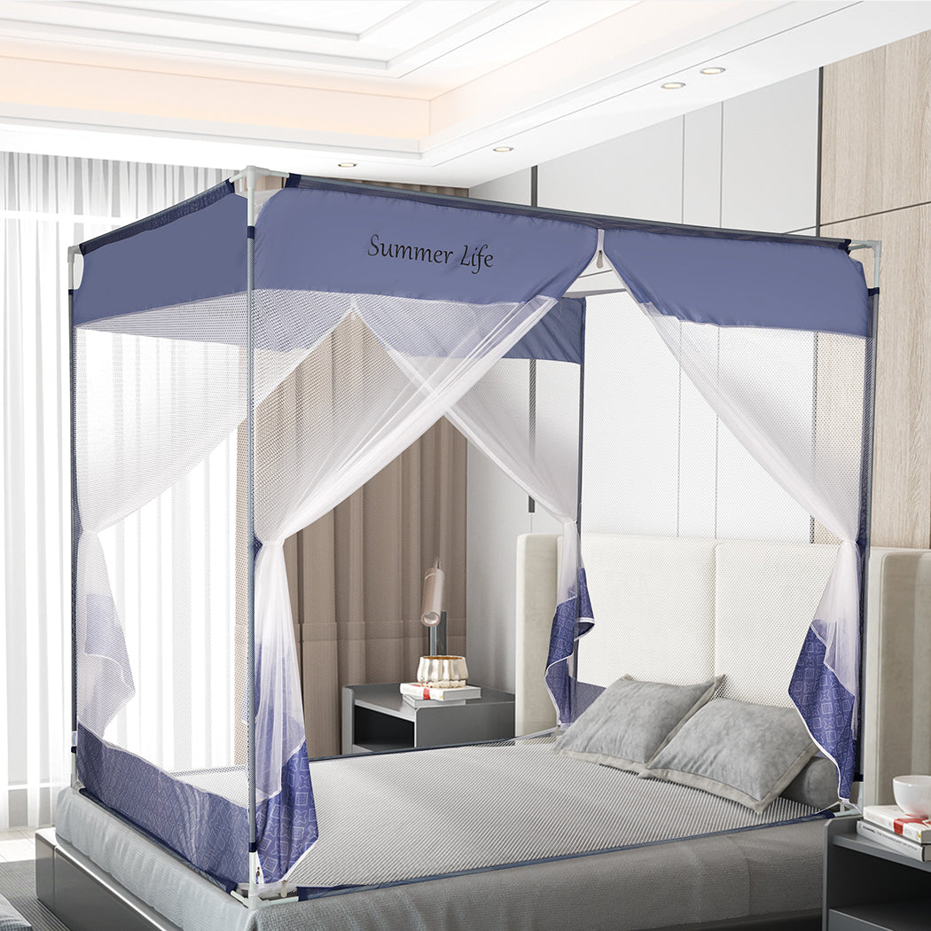 Dreamz Mosquito Bed Nets Foldable Canopy Square Blue