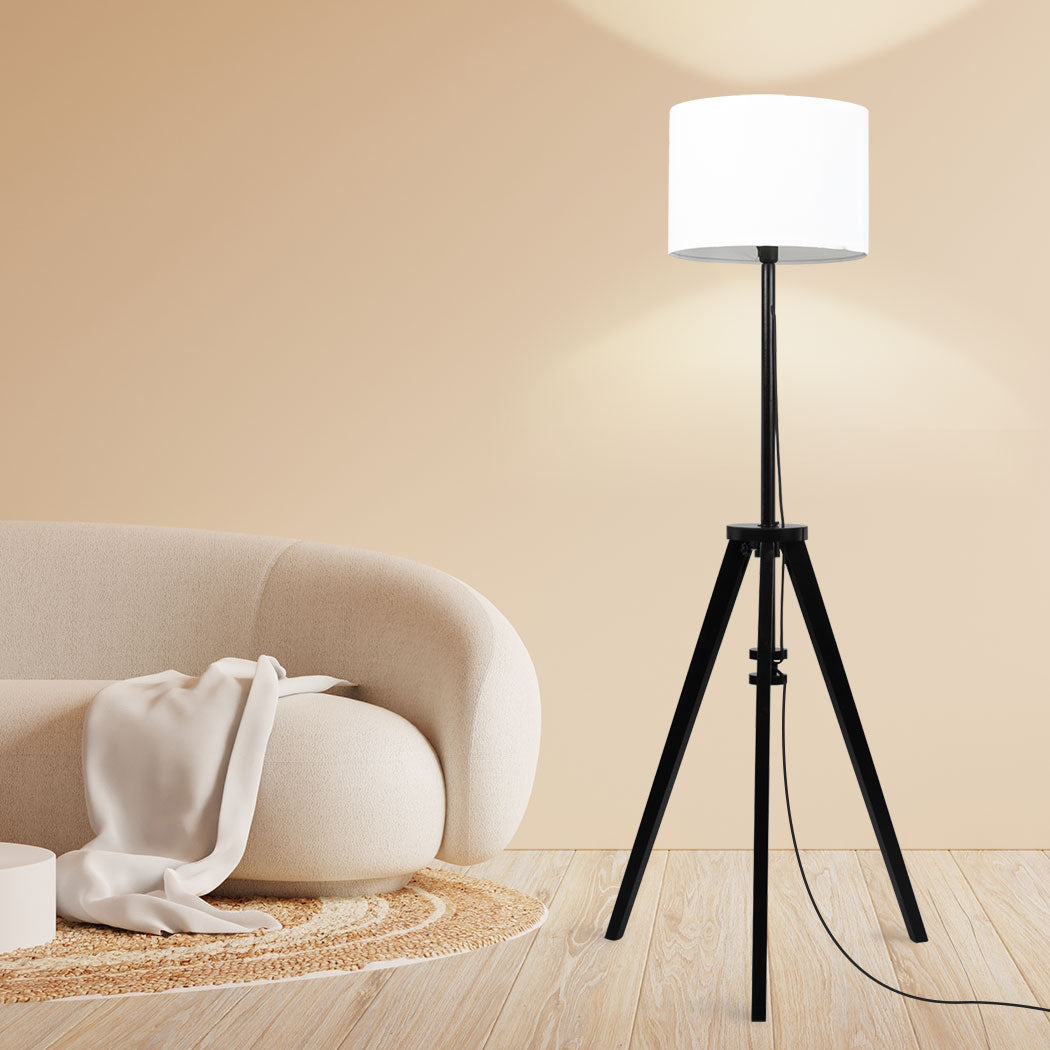 EMITTO Wooden Floor Lamp Modern Tripod Black