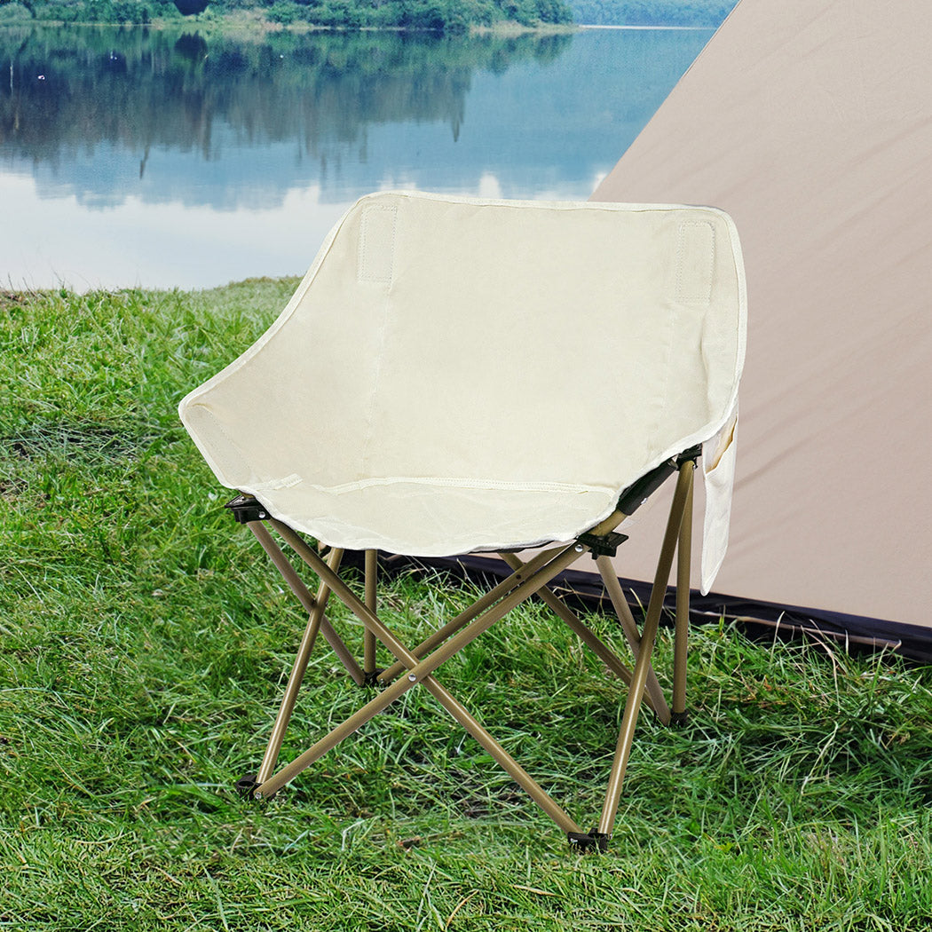 Levede Folding Camping Moon Chair Lightweight Beige