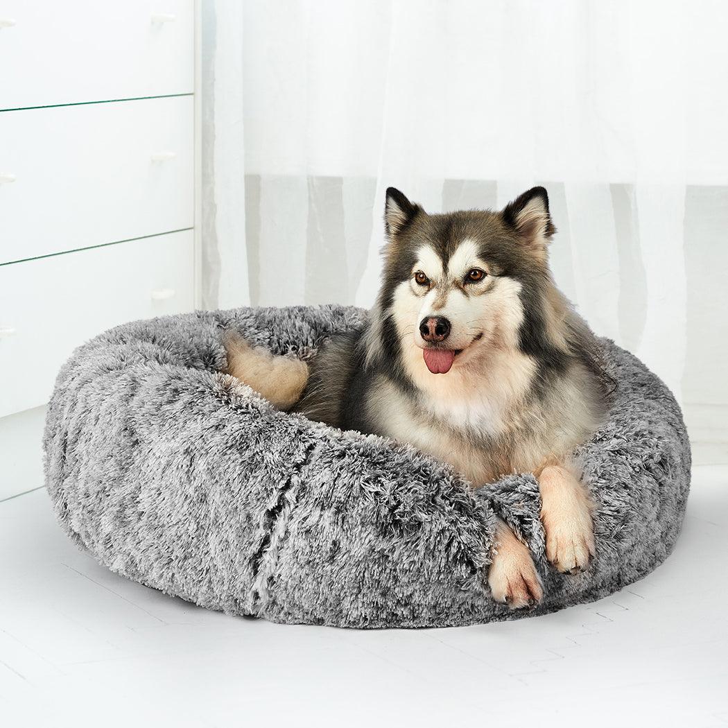 PaWz Pet Bed Cat Dog Donut Nest Calming L Charcoal Large