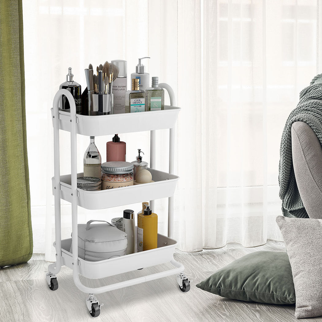 Levede 3 Tiers Kitchen Storage Trolley White