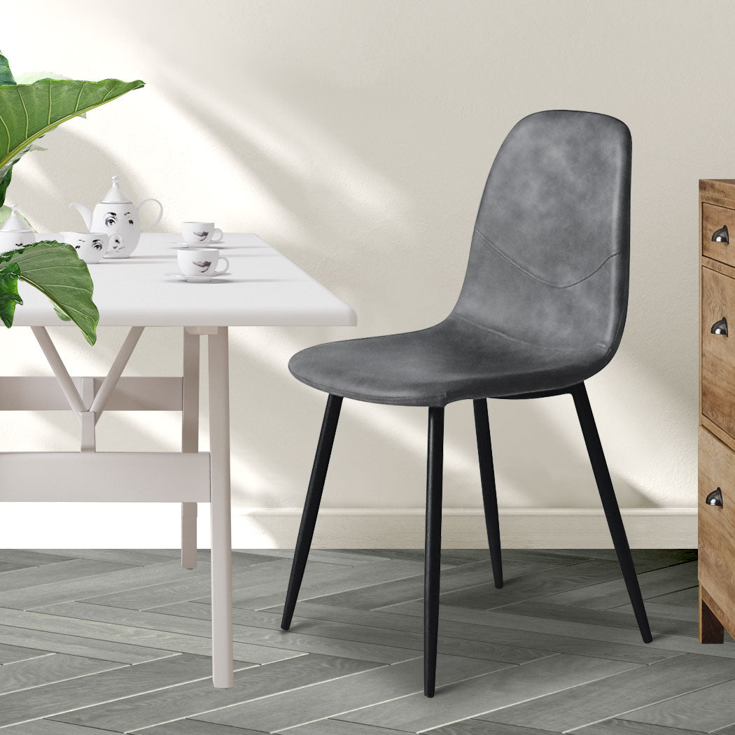 Levede 4x Dining Chairs Kitchen Eames Grey