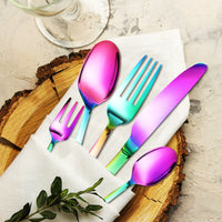 Stainless Steel Cutlery Set Glossy Knife Rainbow