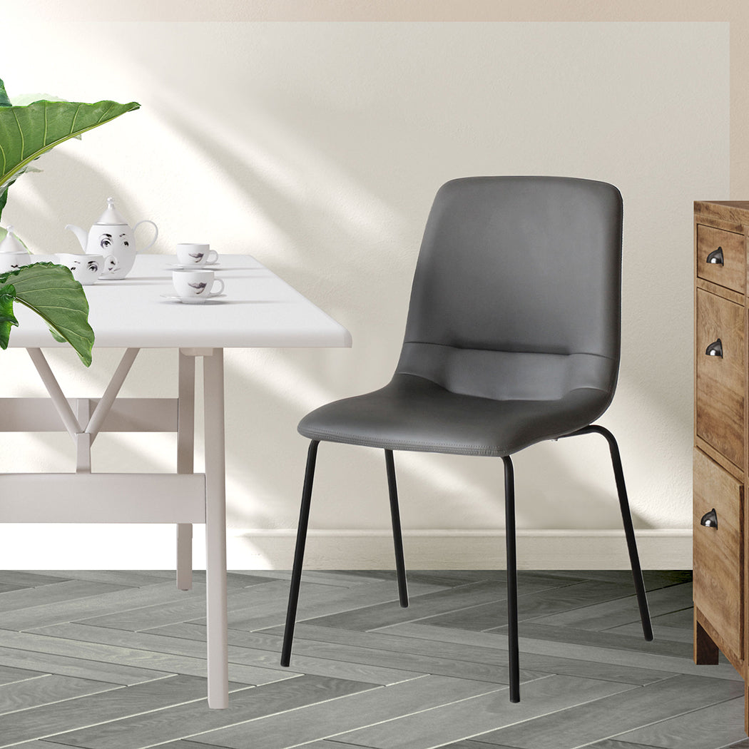 Levede Stackable Dining Chairs Kitchen Grey