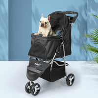 PaWz Large Pet Stroller Dog Cat Carrier Black