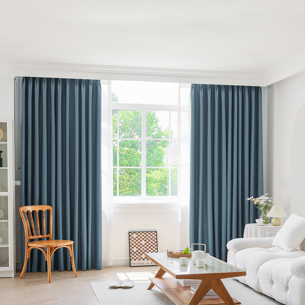 Marlow 2XBlockout Curtains Chenille 180x250 Blue CD1016-180x250-DG