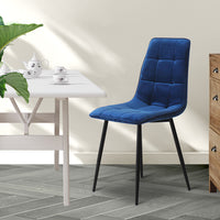 Levede 4x Dining Chairs Kitchen Velvet Blue