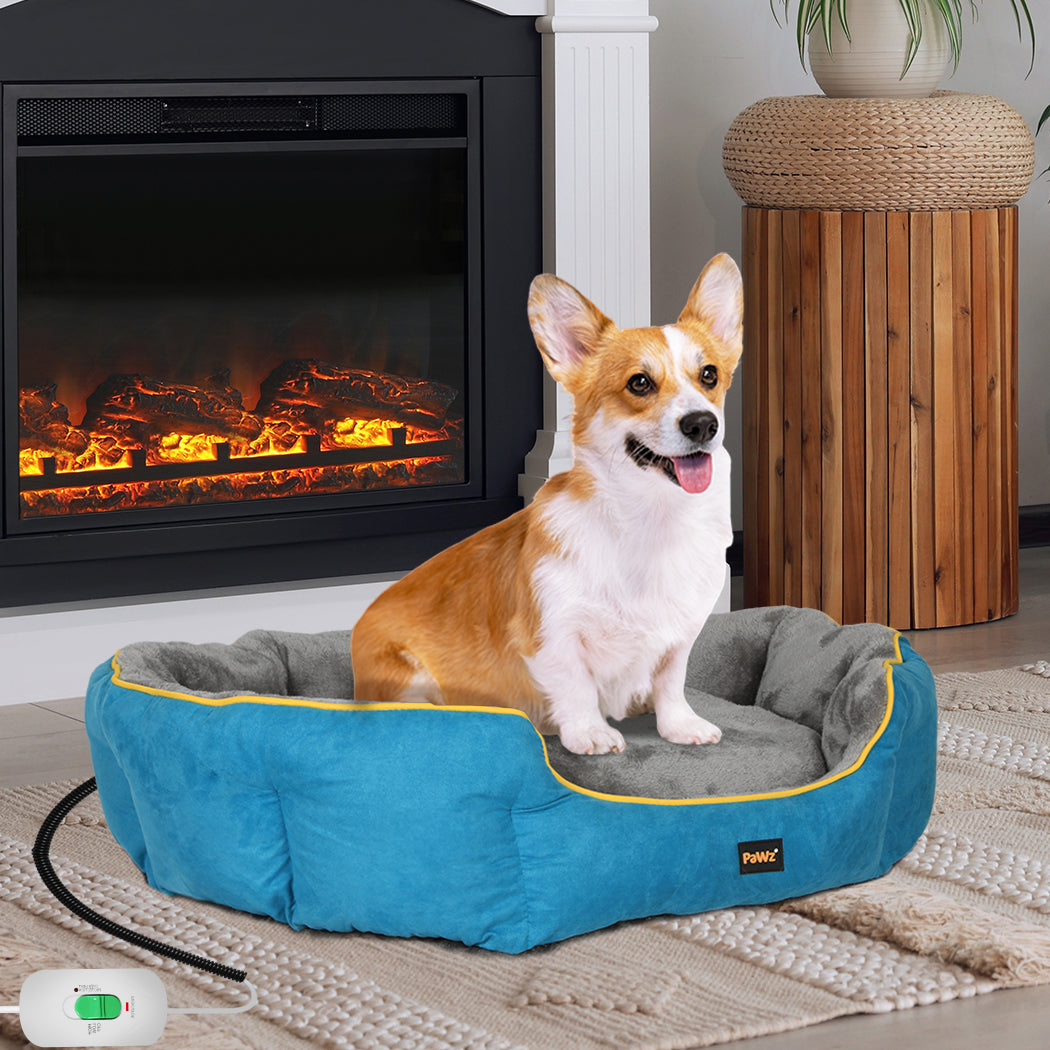 PaWz Electric Pet Heater Bed Heated S Blue Small