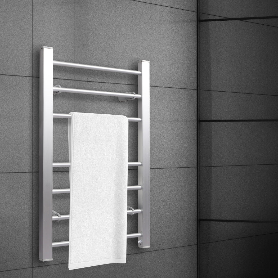 Heated Towel Rail Warmer Rack Wall Mounted Silver