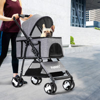 PaWz Large Pet Stroller Dog Cat Travel Grey