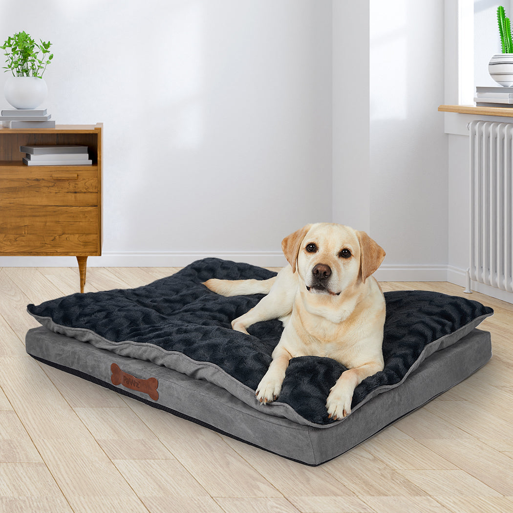 Dog Calming Bed Warm Soft Plush Comfy XL Grey X-Large