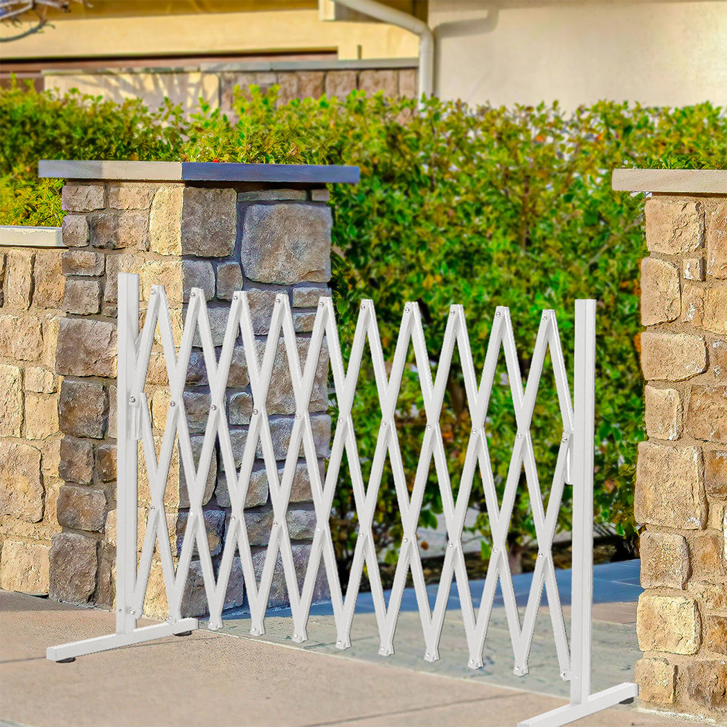 Garden Security Fence Gate Expandable White