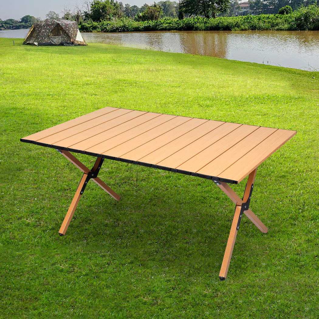 Levede Folding Camping Table Portable Oak