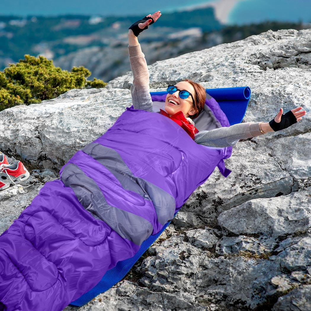 Mountview Single Sleeping Bag Bags Outdoor Purple