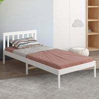 Levede Wooden Bed Frame King Single White