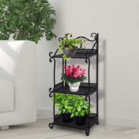 Levede Plant Stand 3 Tiers Outdoor Indoor Black