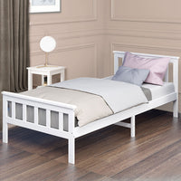 Levede Single Size Bed Frame Wooden White