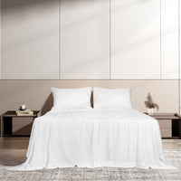 Dreamz 4pcs Double Size 100% Bamboo Bed Sheet Set in White Colour