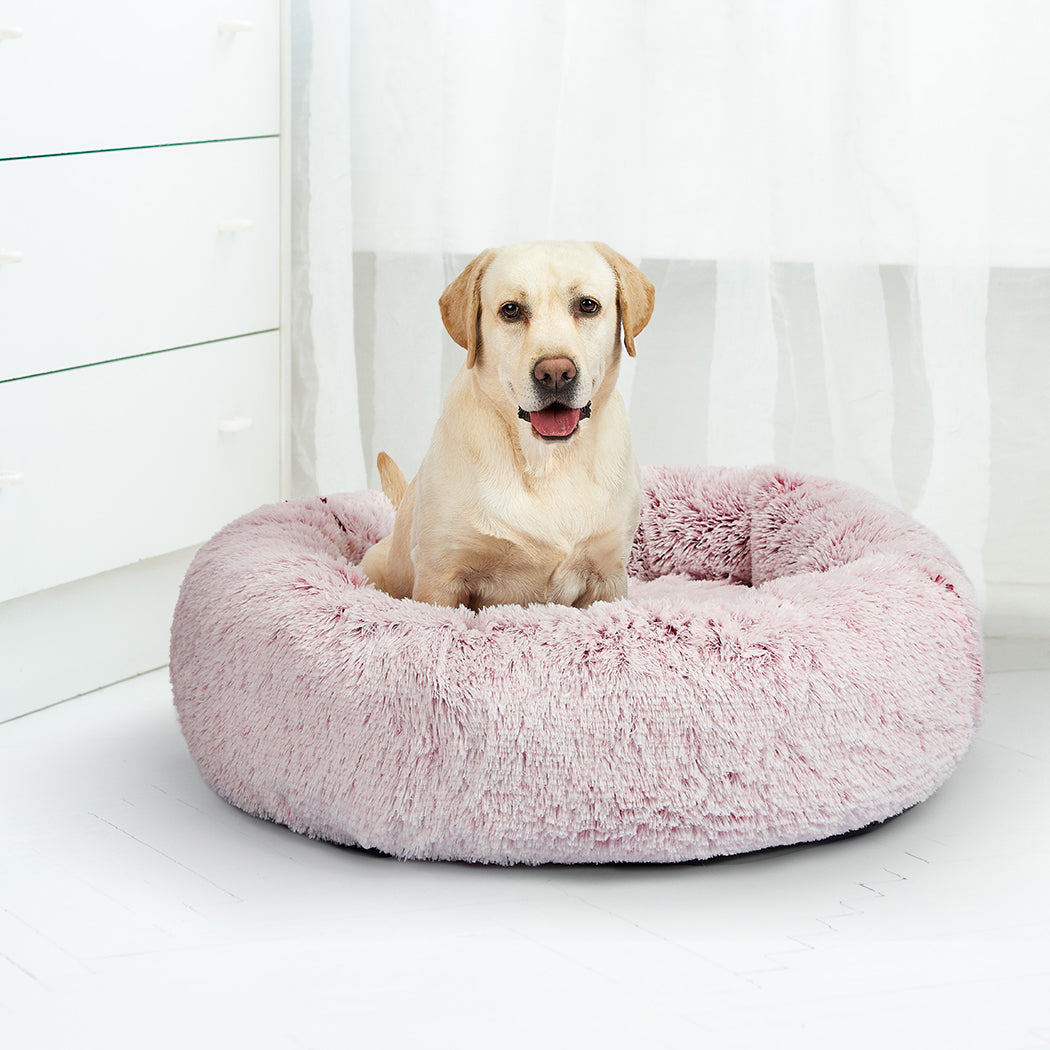 PaWz Pet Bed Cat Dog Donut Nest Calming M Pink Medium