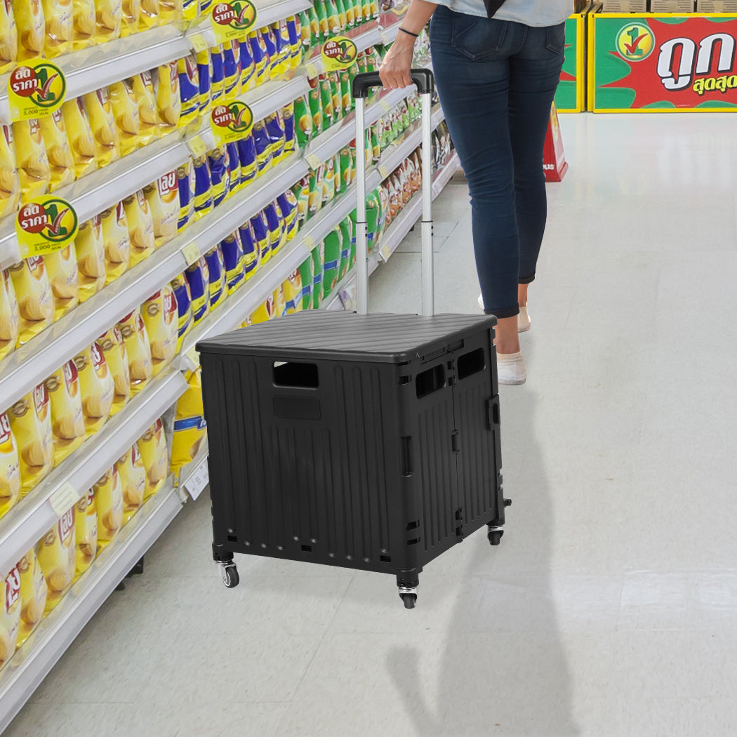 Folding Shopping Trolley Cart Portable Black