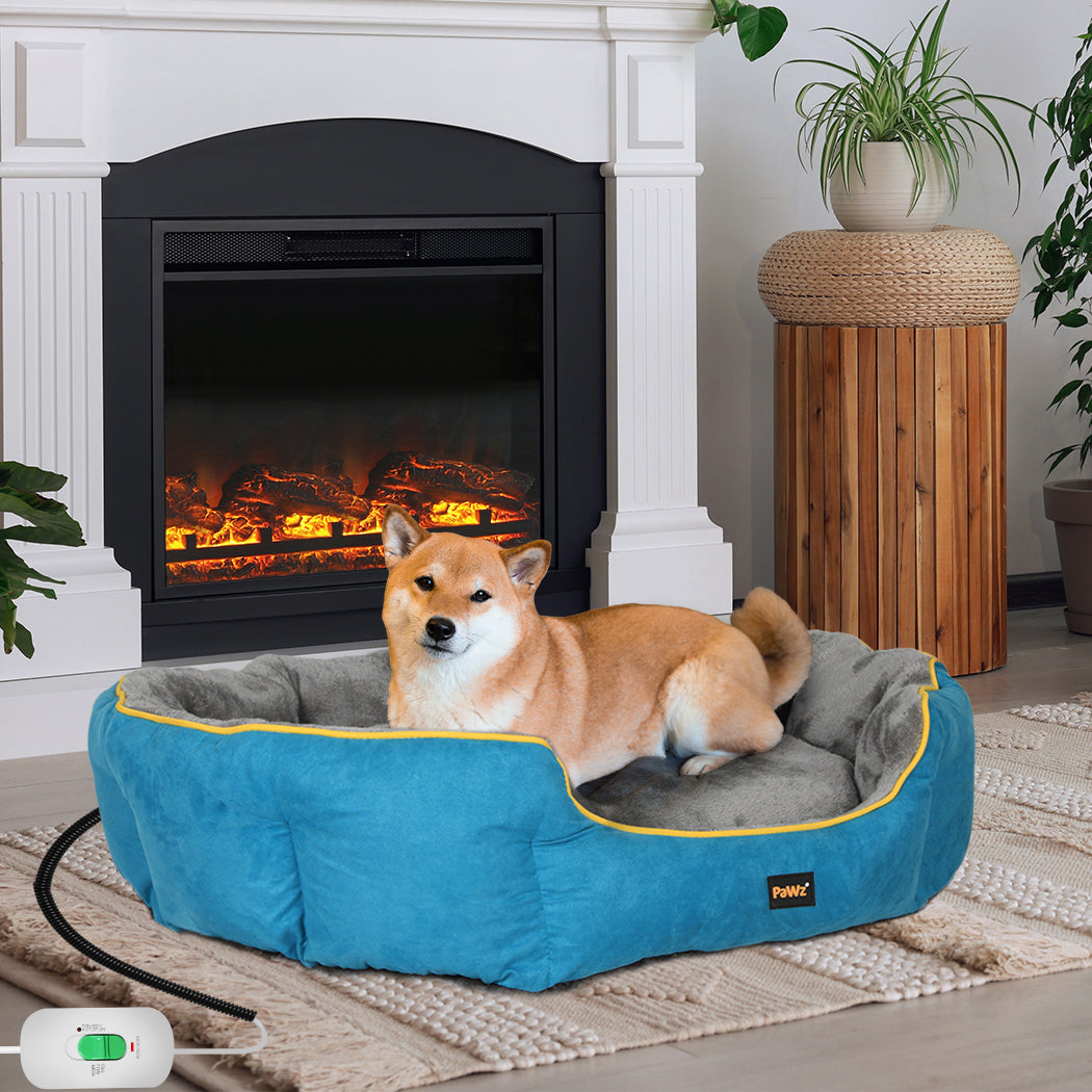 PaWz Electric Pet Heater Bed Heated M Blue Medium